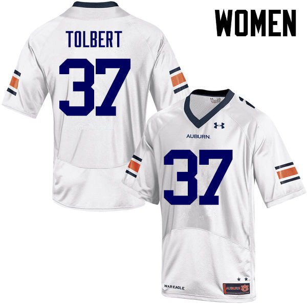 Auburn Tigers Women's C.J. Tolbert #37 White Under Armour Stitched College NCAA Authentic Football Jersey BRD0274BF